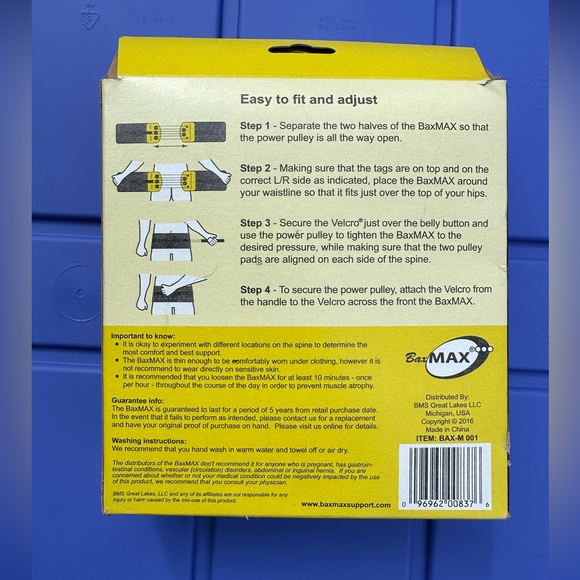 BaxMAX Lumbar Support Belt with Compound Pulley System - Made of Lightweight M - Picture 3 of 6
